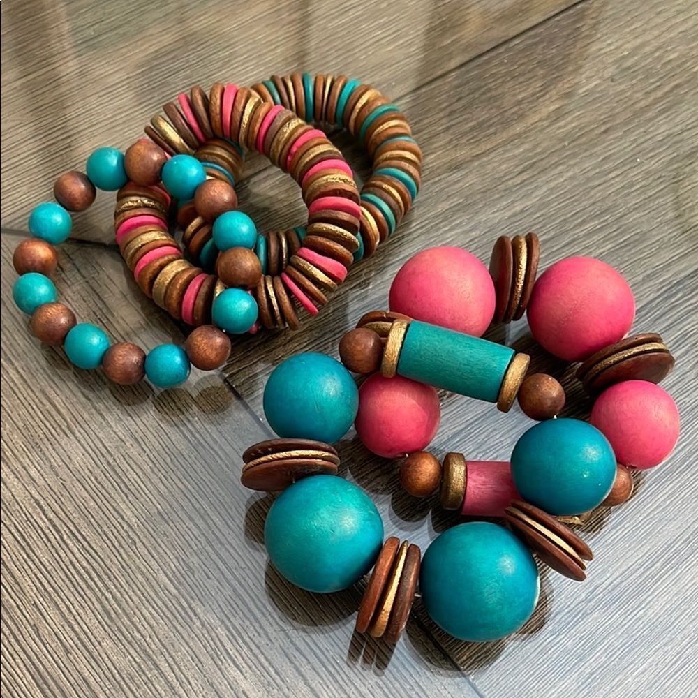 Mixed Lot of Wooden Beaded Bracelets